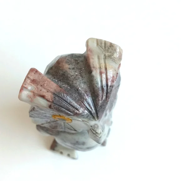 Marbled Owl Soap Stone Vintage Natural Toned Marbled Owl Figurine 3" Tall - Picture 6 of 12